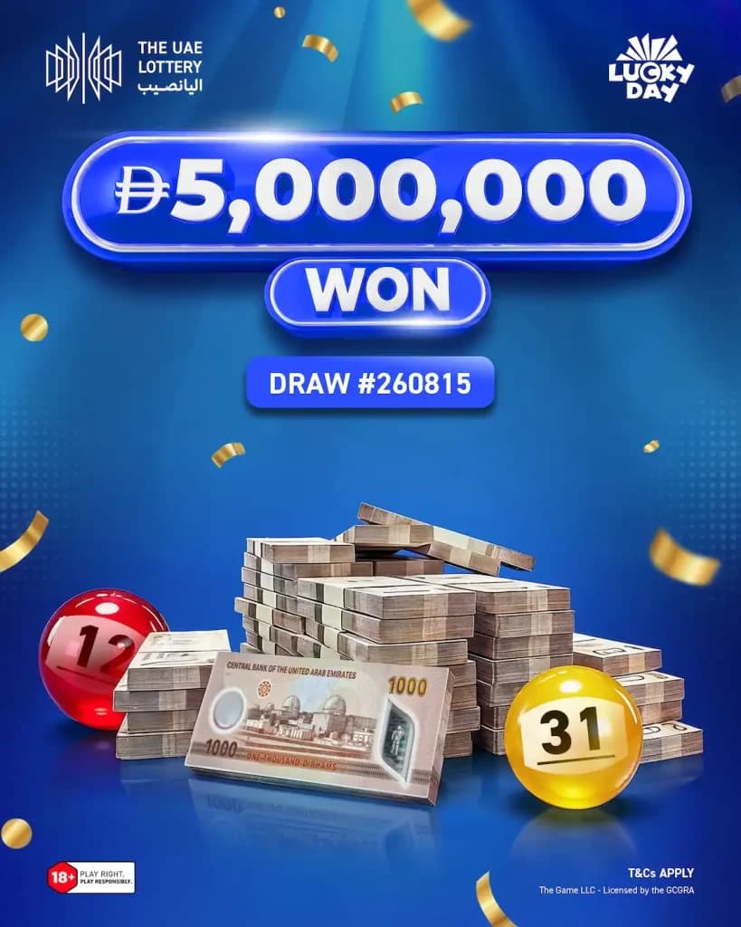 The UAE Lottery awards its third AED 5M winner in another Lucky Day draw
