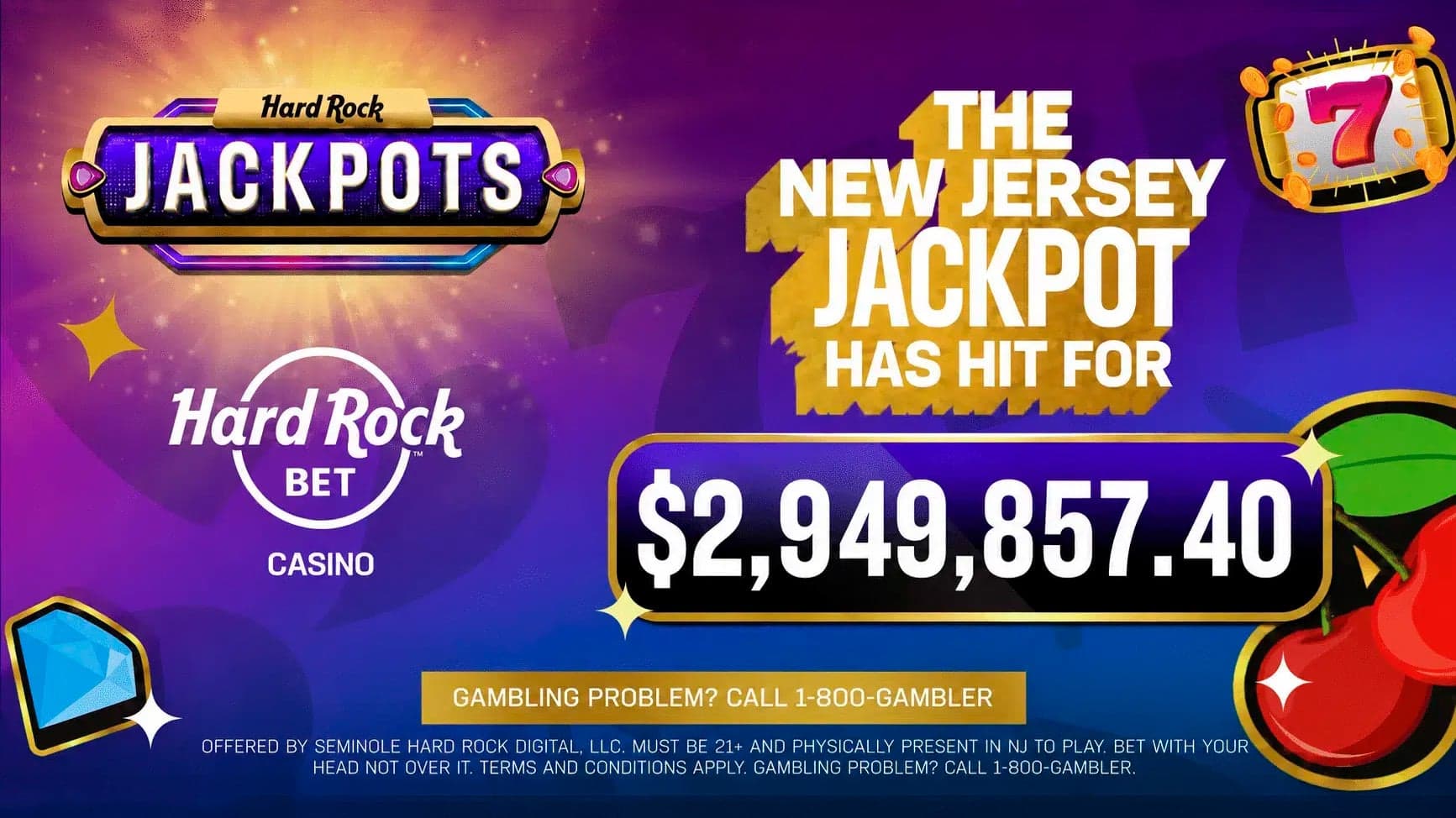 New Jersey player wins record $2.95 million Hard Rock Bet Casino jackpot