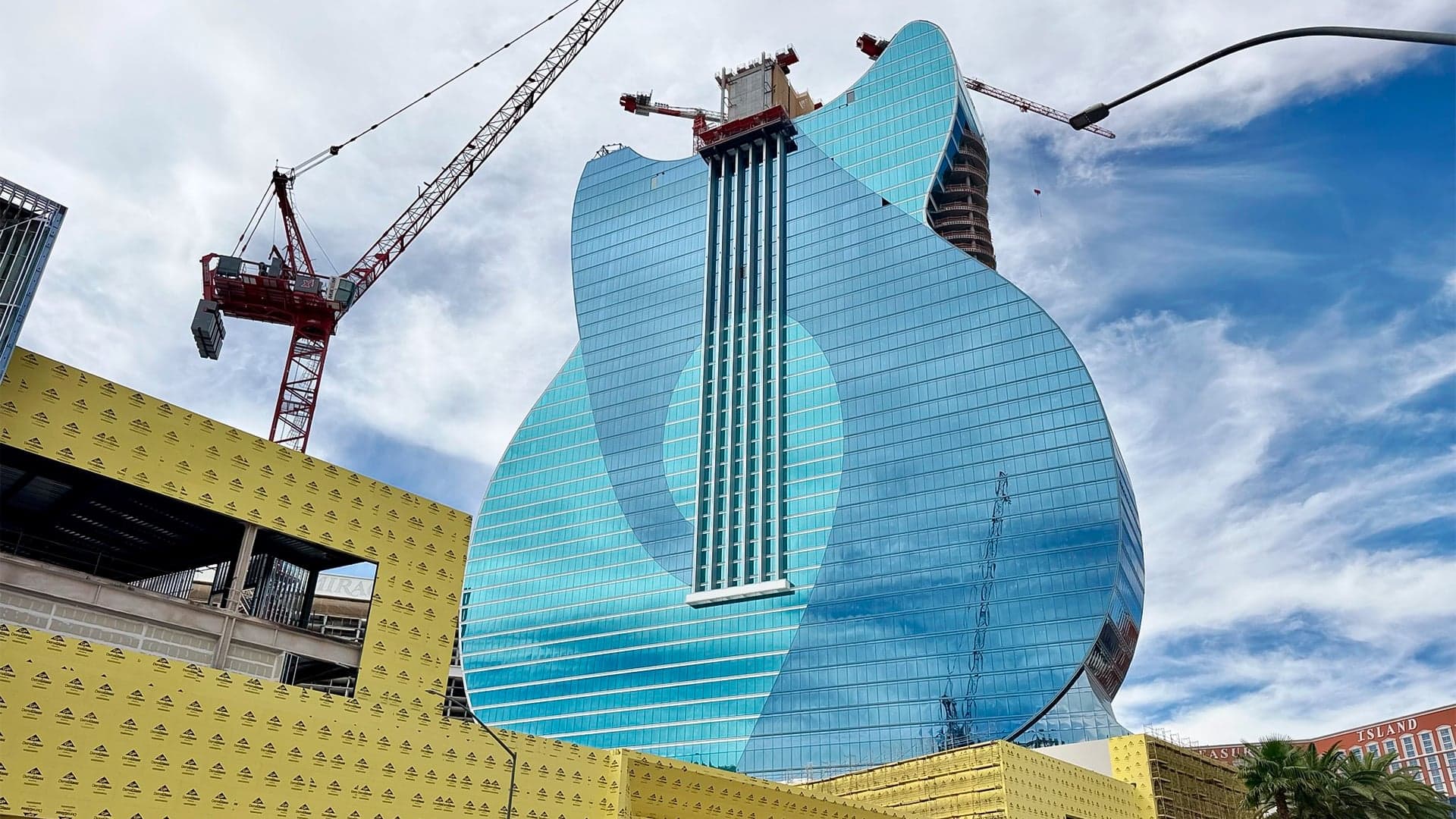 Hard Rock Las Vegas’ Guitar Tower project nearly completes exterior